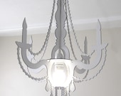 White Chandelier Light Kit - Eco Laser Cut Cardboard Pendant
