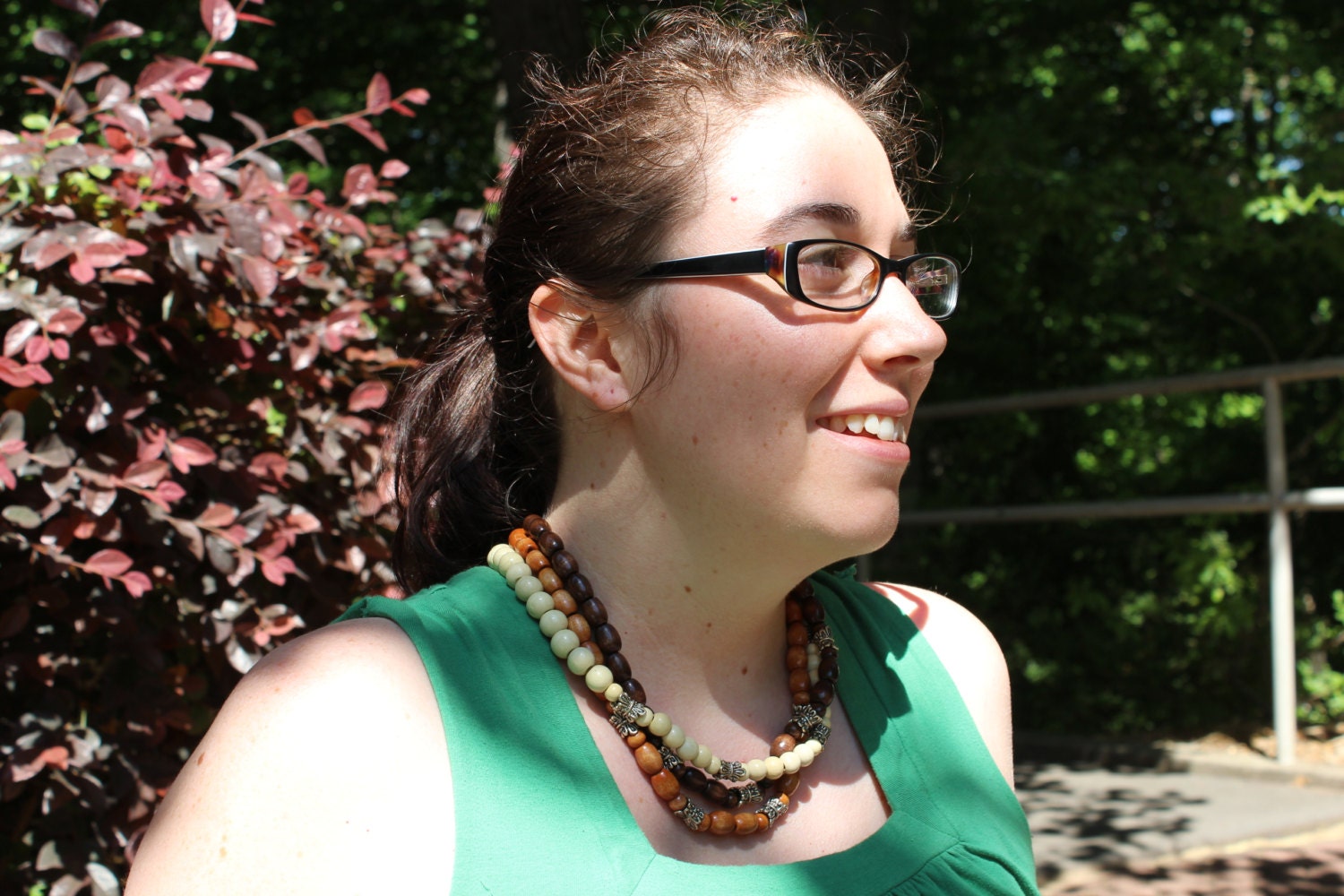 Beaded Necklace and Earring set, earth tones, 20  inches, neutrals, dark brown