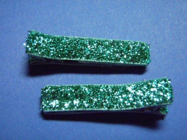 Aqua Glitter Hair Clips - Set of 2  - For Infant Toddler Girl Teen Adult...Perfect For The Holidays