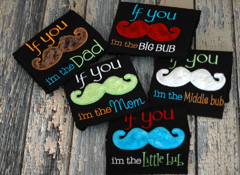 Fuzzy Minky Mustache 'Stache Personalized T-Shirt  - Touch and Feel Family Mustache Tees Infant, Toddler, Youth, Adult