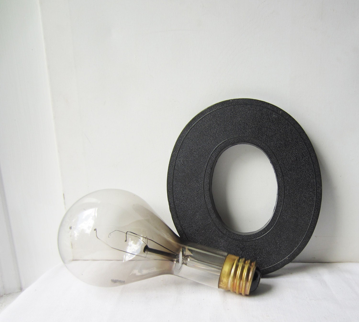 Vintage Black Textured "O" -  Plastic 3-D Letter - Sign - Marquee - 8 1/4" Tall - Wagner Sign Service