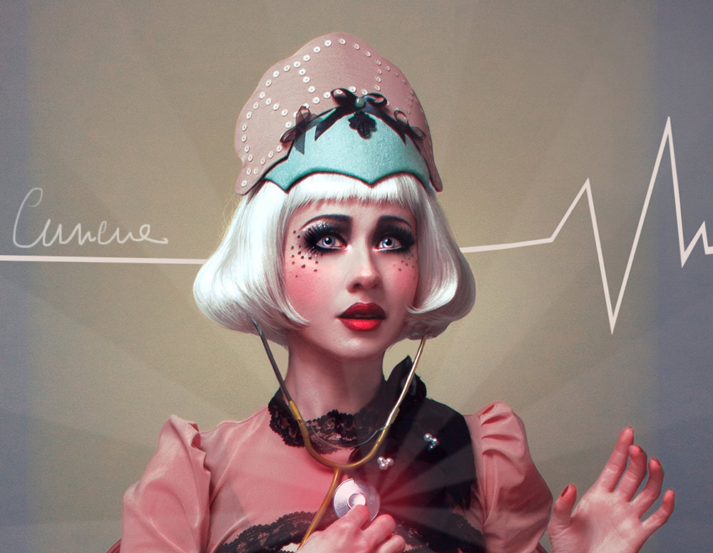 Cunene Doll Kokoshnik tiffany blue, skin pink, headpiece