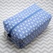 Large Box Bag, Cosmetic Case or Project Bag - Yellow, Blue and Tan Madrona Road Tiny Floral and Chevron Cotton