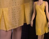 RESERVED Golden yellow XL plus size vintage full slip 1980s vintage (PL281)