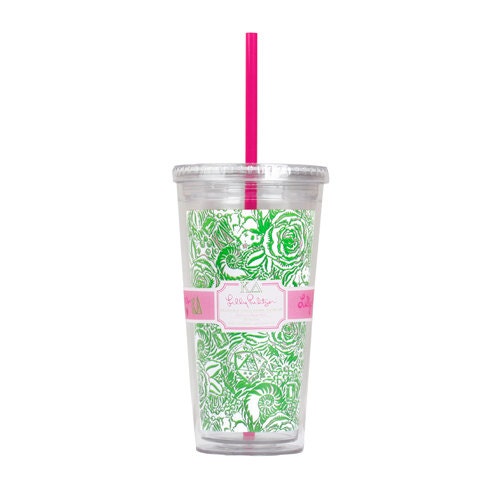 Personalized Lilly Pulitzer KAPPA DELTA Tumbler with Straw
