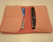 Handmade Pink Leather Passport, Cell Phone and/or iPod Wallet - Genuine Leather - READY To Ship