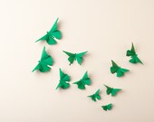 3D Wall Butterflies, 20 Kelly Green Butterfly Silhouettes for Home Art Decor, Nursery, Children's Room