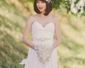 Silk Georgette ruched sweetheart strapless dress