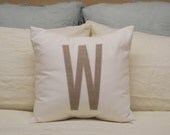 Jumbo Appliqué Single Letter Throw Pillow Cover--Rustic Linen