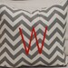 Gray & White Chevron 20" Pillow Cover with Monogram