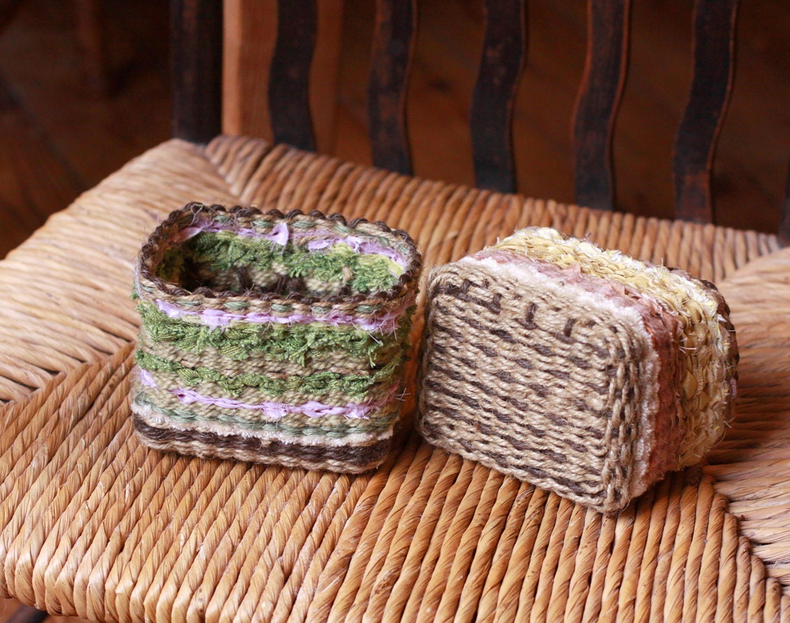 handwoven mini-basket, Spring pastels, little storage basket, bin, gift basket, housewares, plant pot, pencil pot