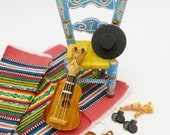 Dollhouse Mexican chair guitar hat sandles clappers spanish carpets blankets miniature