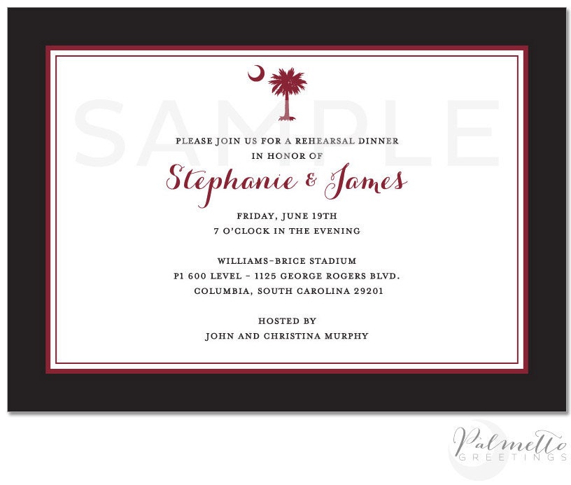 PRINTABLE - University of South Carolina Inspired Palmetto Moon Invitation, Graduation, Engagement, Rehearsal Dinner, Birthday Party
