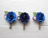 Paper Flower Boutonniere, Wedding, Red, White and Blue, Book Page Rose, KIDS