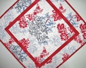 Floral Table Topper with Heart accent Quilted