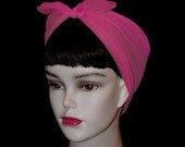 Hot Pink Rockabilly 50's Style Hair n' Neck Chiffon Scarf