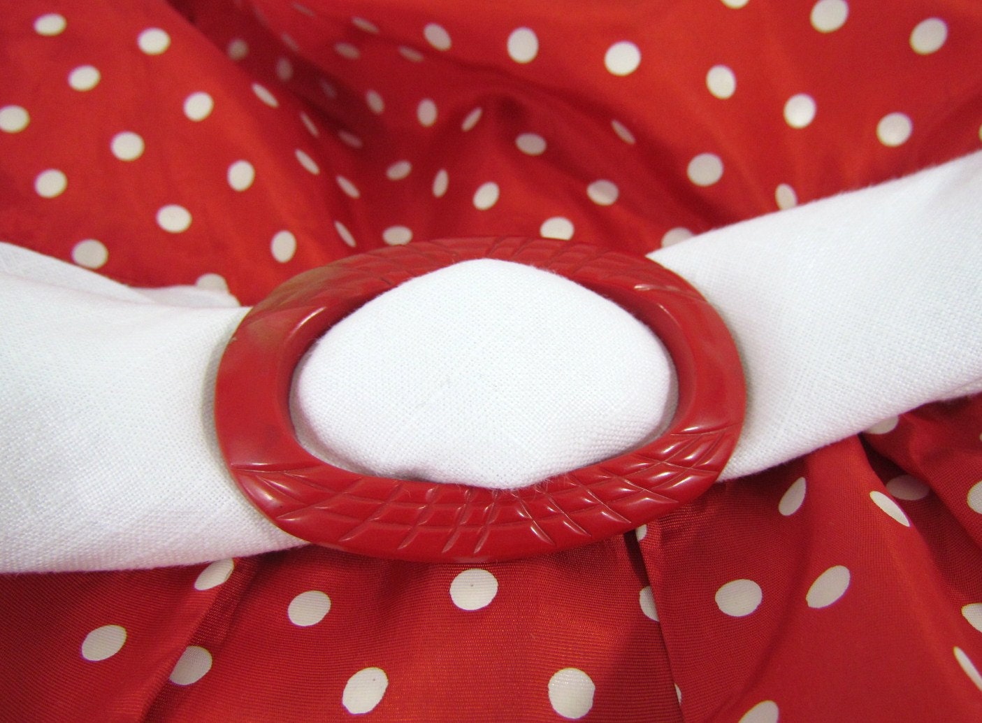 Vintage Belt Buckle Slide Buttons Sewing Notion Fashion Accessory Red Plastic Retro
