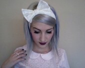 White LACE BOW TURBAN headband head wrap snow white wedding