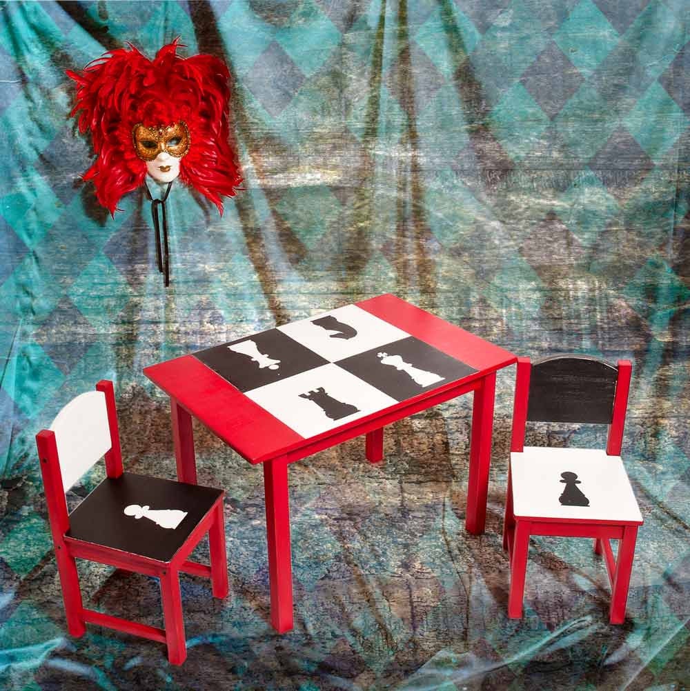 Chess Table and 2 Chair Set, eco-friendly, organic