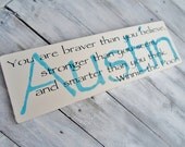 Customized Pooh nursery sign baby boy "You are braver than you believe, stronger than you seem and smarter than you think"