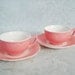 Pink Teacups and Saucers by MacBeth Evans - Vintage Pair of Pink Tea Cups and Saucers