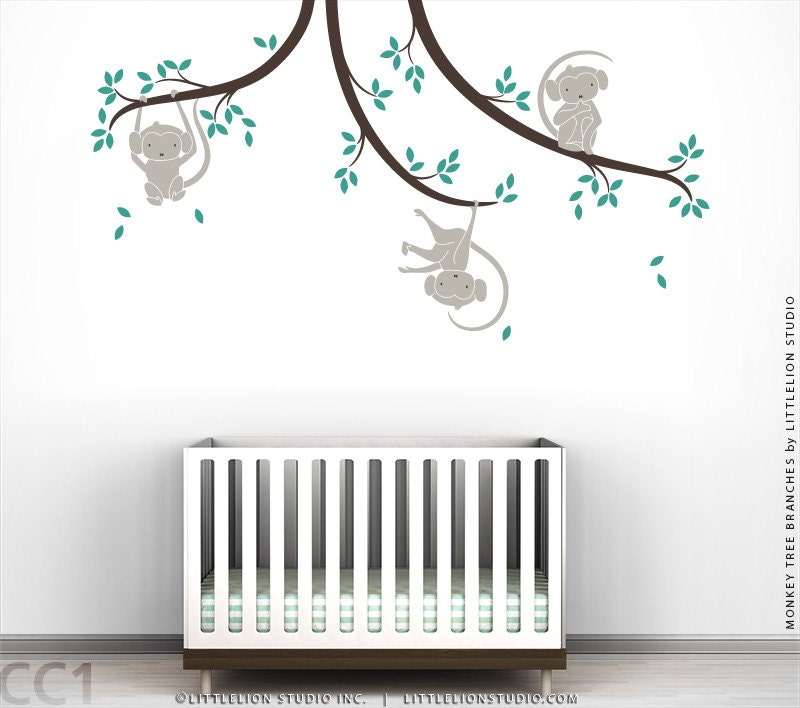 Monkey Tree Branches Wall Decal by LittleLion Studio