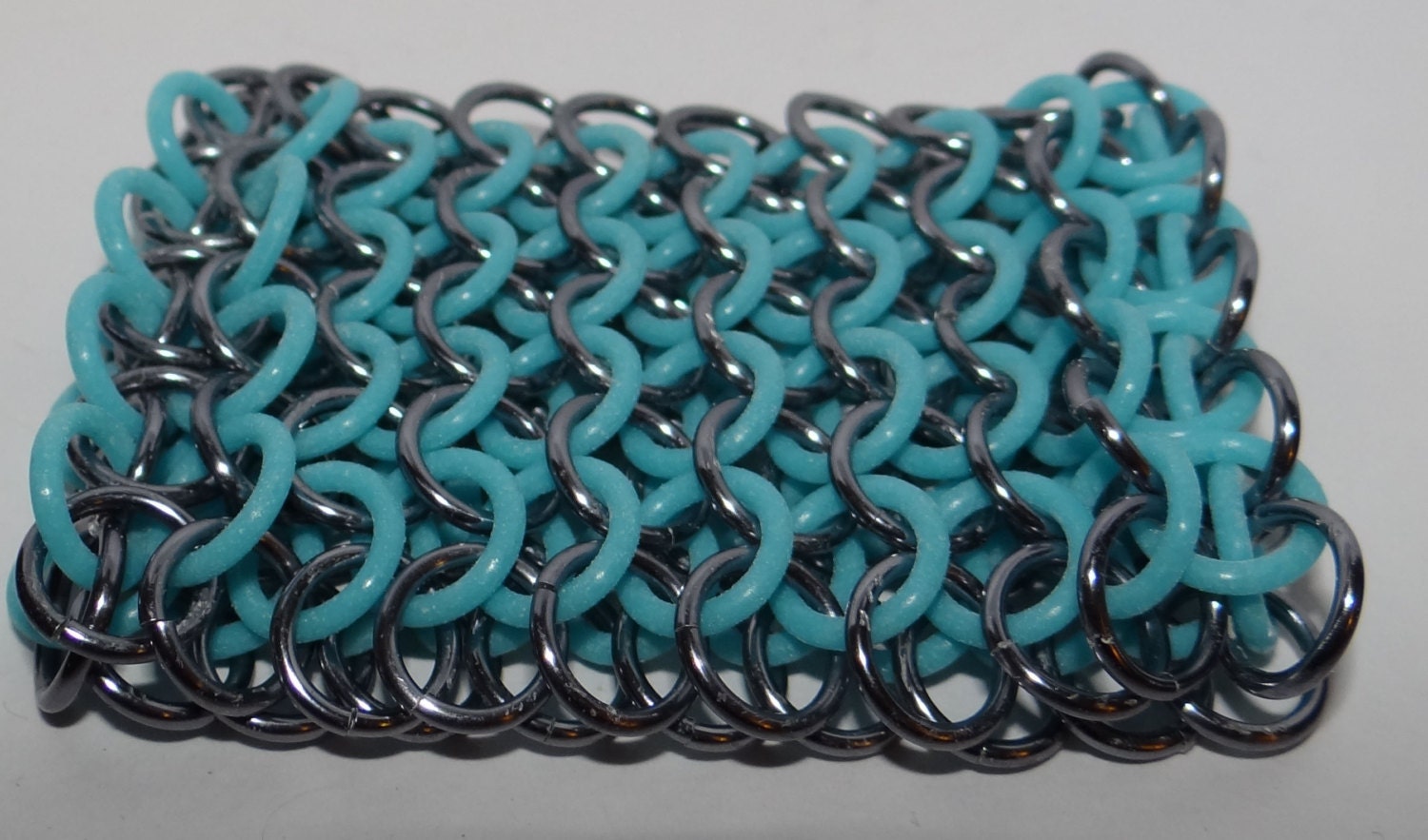 Ice Black and Blue Punk stretch chain mail bracelet