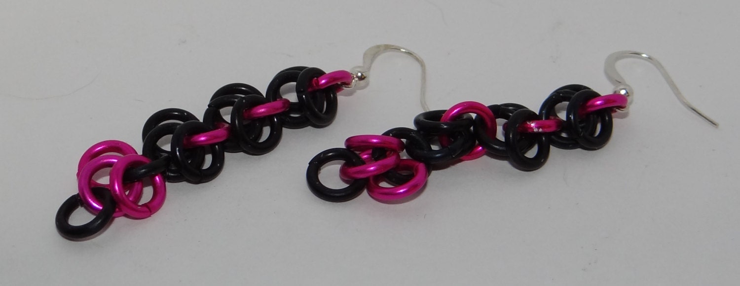 Black and Pink Shaggy Loop Earrings