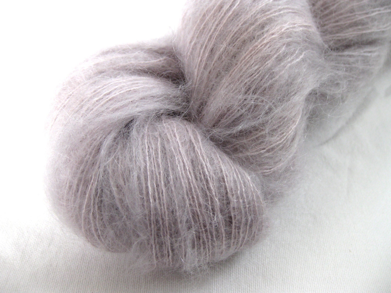 Hand dyed yarn, kidsilk lace - cloud