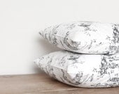 Pillow Covers Vintage Toile de Jouy Set of 2 French Country 16 x 16 Black and White Neutral Rustic Shabby Chic romantic
