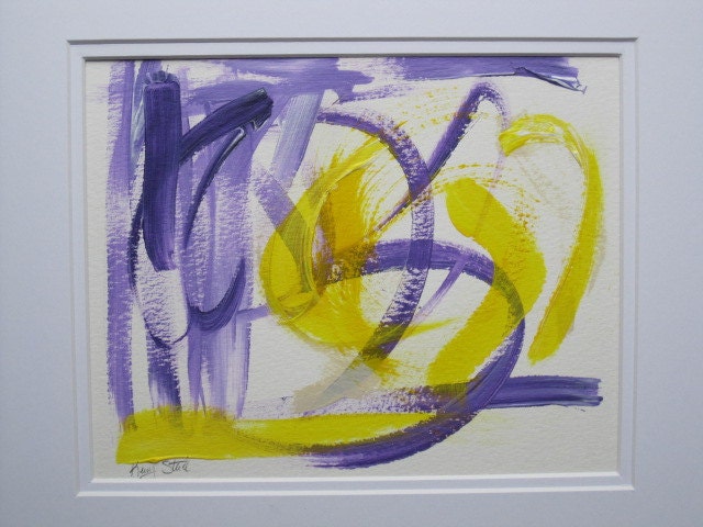 Abstract painting on paper no.58 by Kerry Steele double matted for 11x14 frame