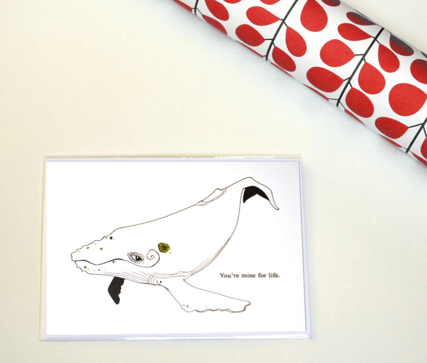 Love, Anniversary Card: whale with a barnacle, mine for life.
