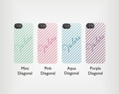 Personalized Graduation Gift iPhone 5 Case 4 / 4S or 3G or Samsung - Purple Diagonal Stripe Pastel- original design by a drop of golden sun