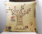 Falling Leaves Personalized Family Tree with PETS. Pillow  Cover. Birthday.  Anniversary.