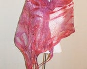 Nuno Felted Scarf, wrap OOAK Wearable Art  nuno felt Gift under 70 USD Lacy Felted