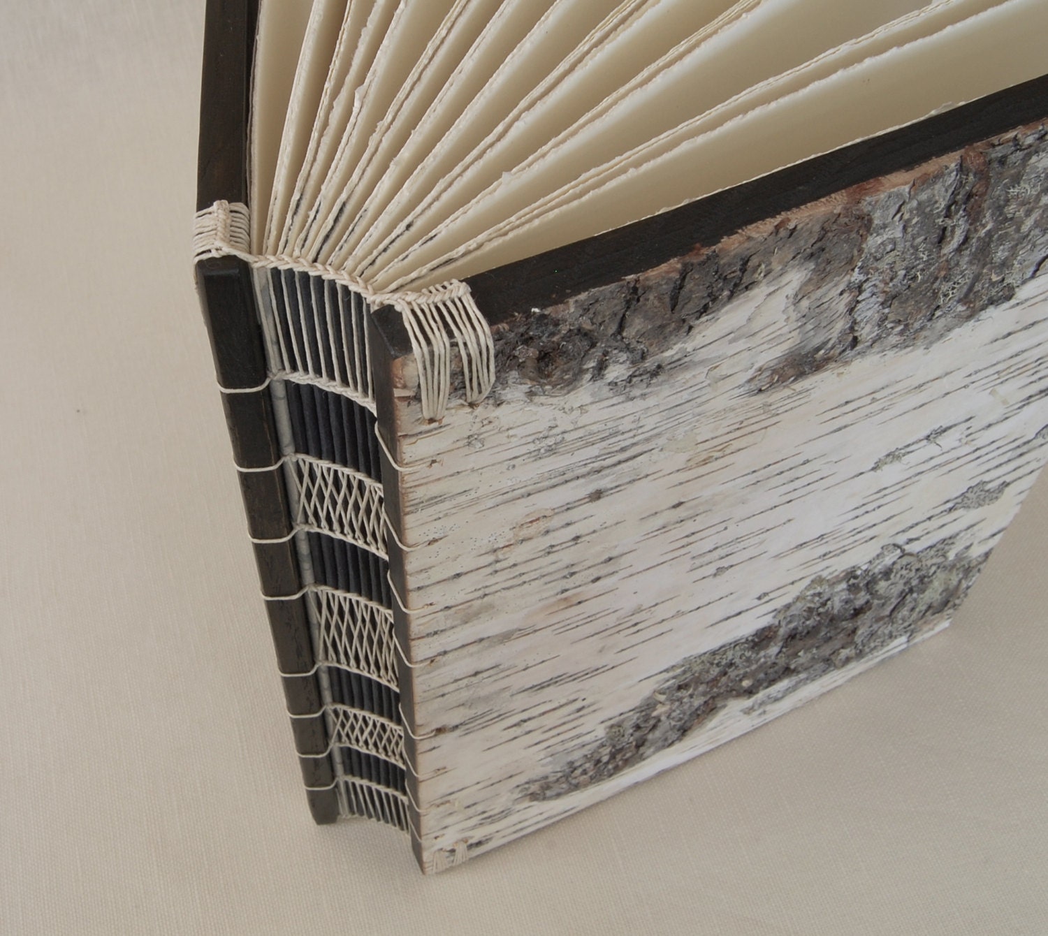 handmade journal white birch bark- wood book - large rustic wedding guest book  unique wedding gift - ready to ship
