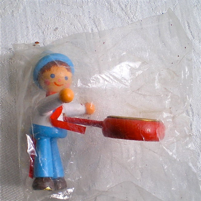 Christmas, Vintage,  Candle Hugger, Boy, Wooden, Colonial Candle, Taiwan, Decoration, New Old Stock, Home Decor, 1970s