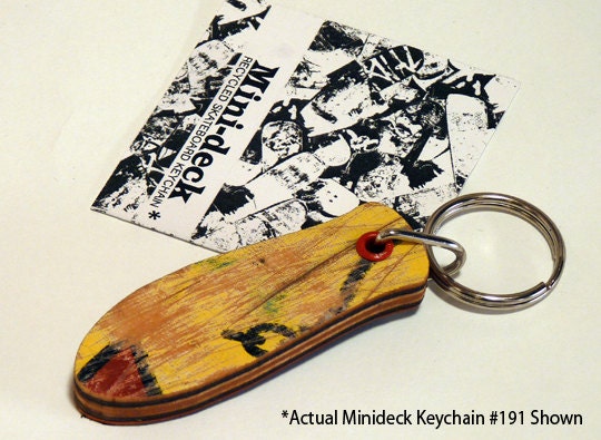 Recycled Skateboard Keychain No.191 - Old school "Stinger" shape