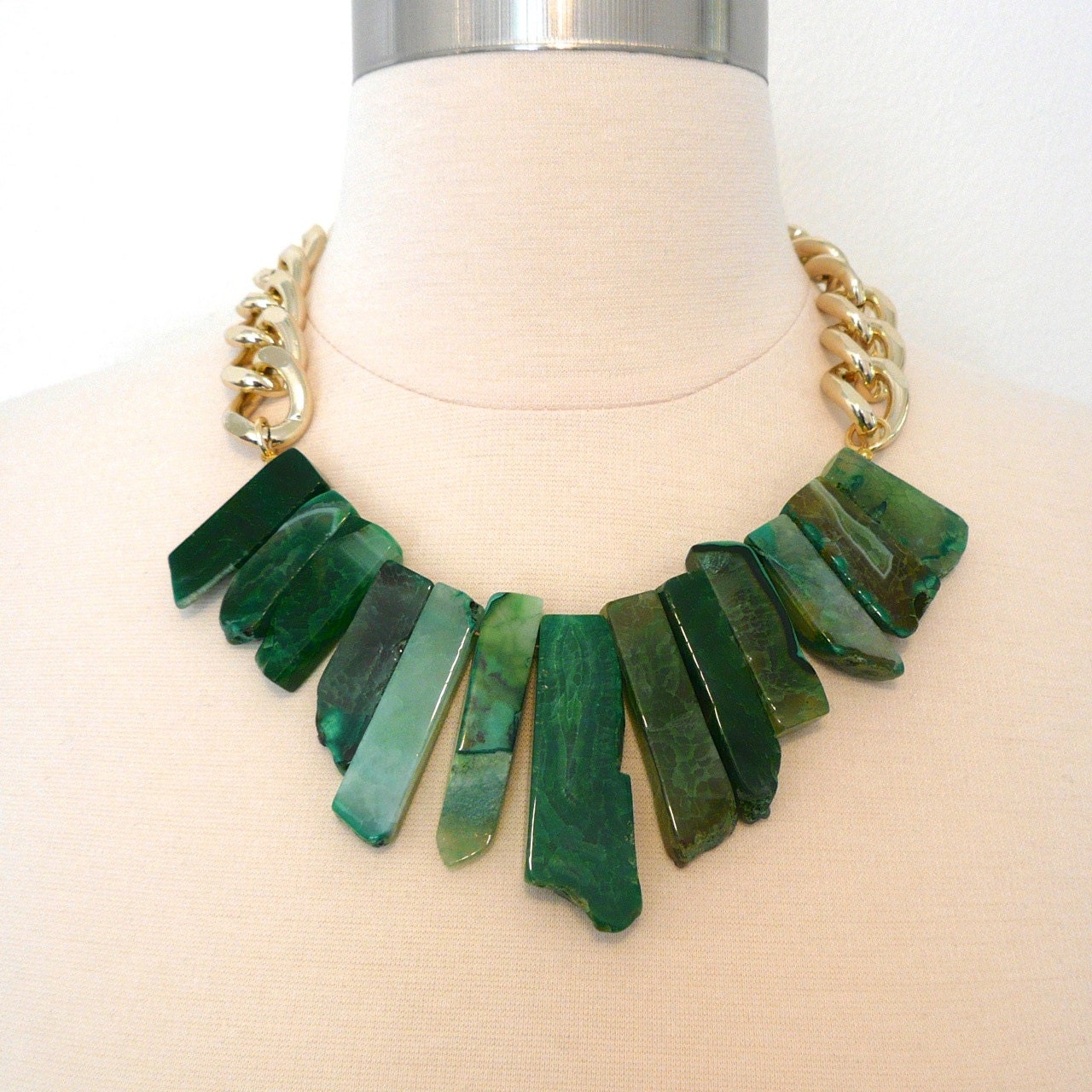 Green Agate Statement Necklace