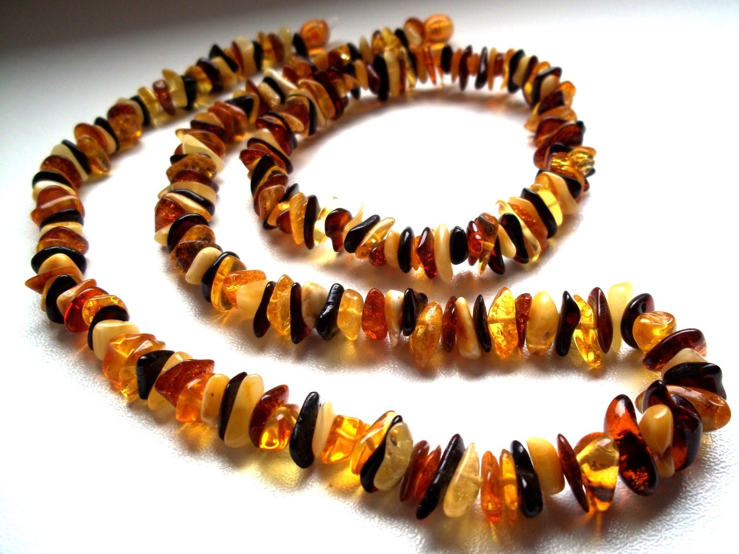 Multicolor   Baltic Sea Amber Necklace 17.7inches and Bracelet 7.3 inches