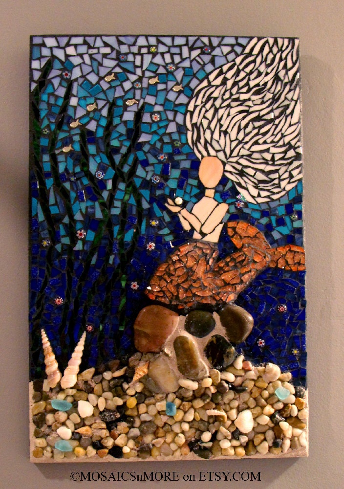 The Little Mermaid - Mosaic Fine Art Wall hanging - Fairy Tale by Hans Christian Andersen