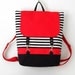 Black stripe canvas backpack / Laptop backpack / School bag / Laptop bag / With clasp closure, Front pocket, Design by BagyBags