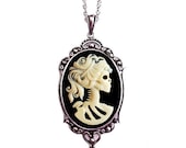 Skeleton Cameo Necklace - Petite Jewelry - Halloween Wedding