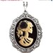Lolita Skeleton Cameo Necklace - Ivory/Black Rose