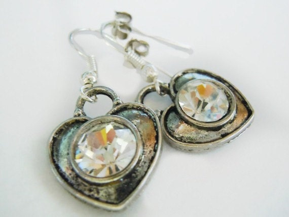 Locked In Love Rhinestone Heart Earrings