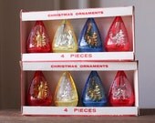 Jewelbrite Christmas Ornaments - 2 Sets of Nativity Teardrops, 8 Midcentury Plastic Ornaments in Original Boxes