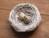 Silver Bird's Nest - Rustic 5 inch Simple Woodland Grass Nest