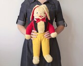 Vintage Stuffed Bunny - 1960s Plush Rabbit Child's Toy