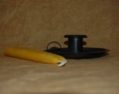 BEESWAX candles 8 inch tapers connected set of 2 and candle holder included