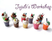 Cold Drink / Beverage Polymer Clay Charm Necklace - Chocolate / Strawberry / Cream / Banana / Orange / Ice Cream / Kiwi